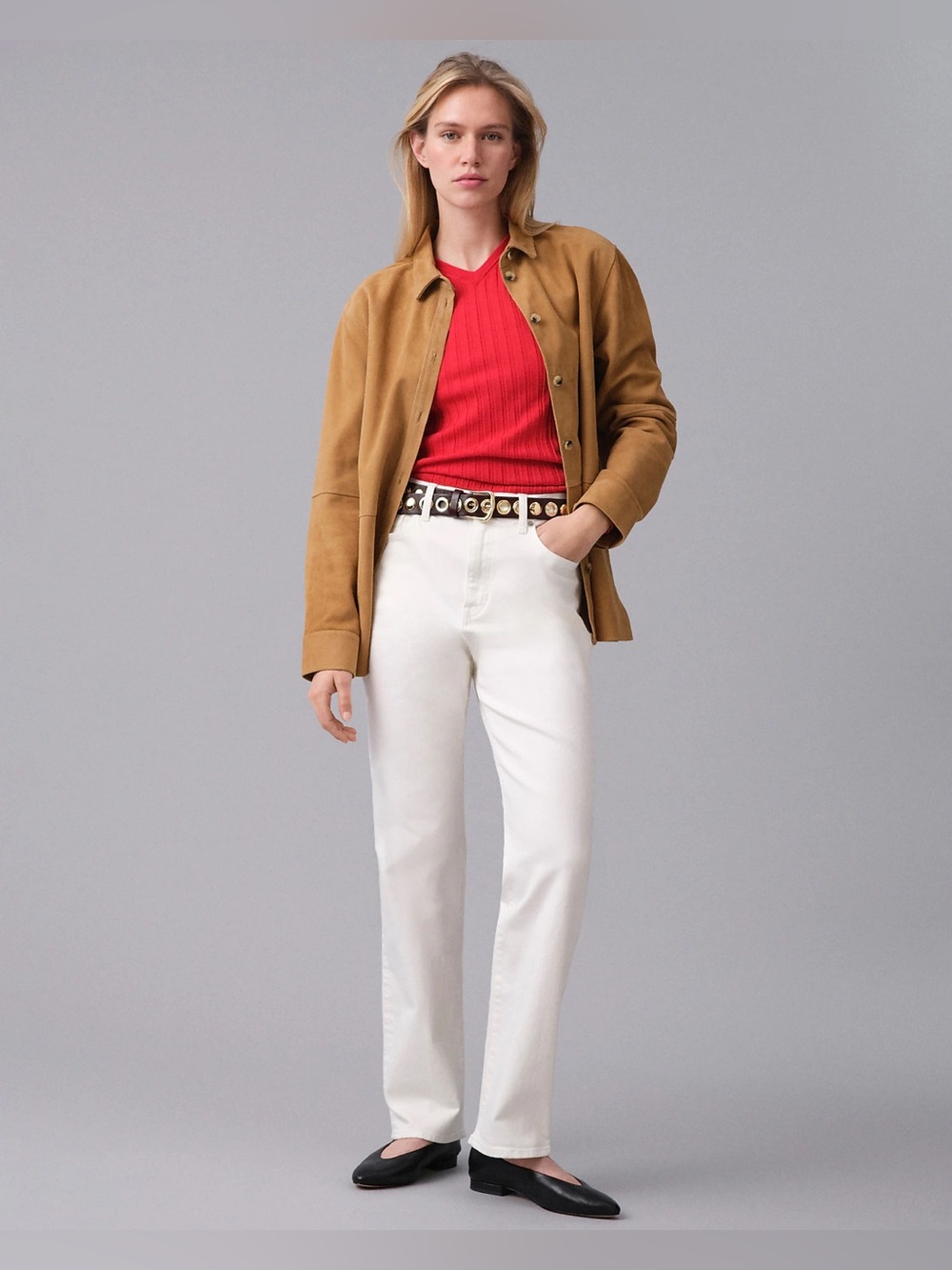 J.Crew Nipped straight jean in stretch in white denim